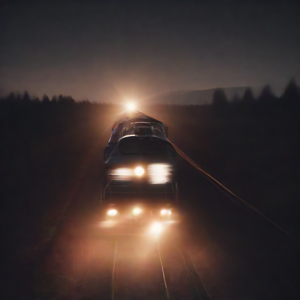 a train speeding through the night
