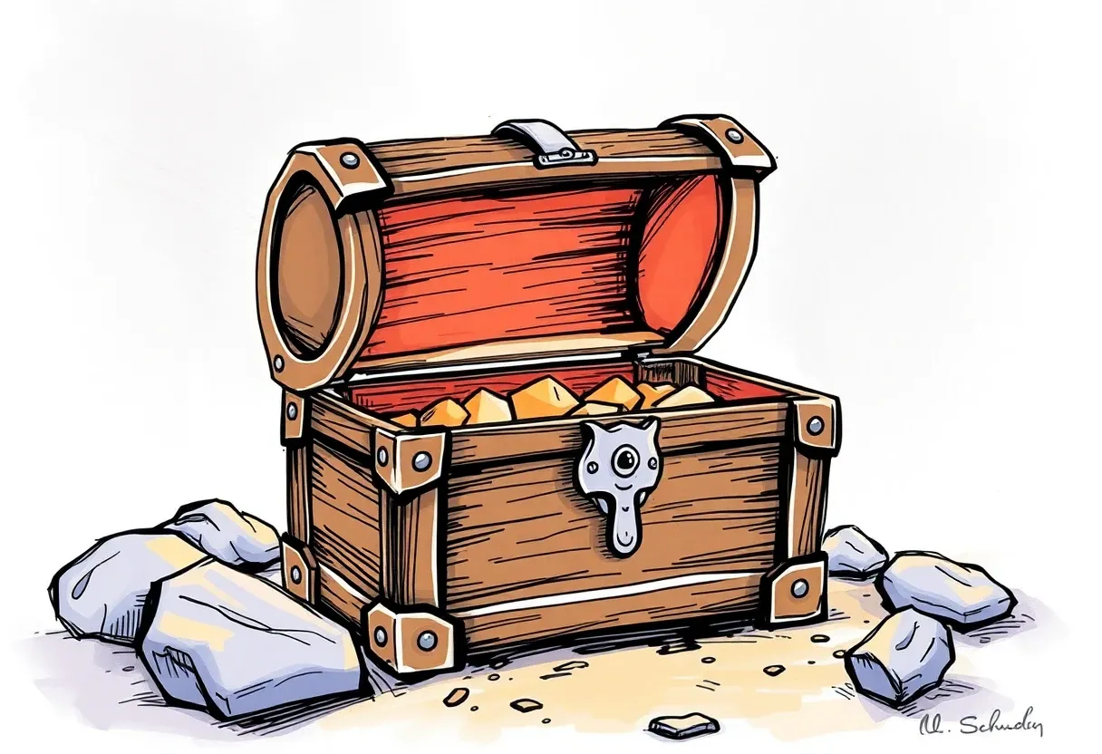 a treasure chest being opened sketch color