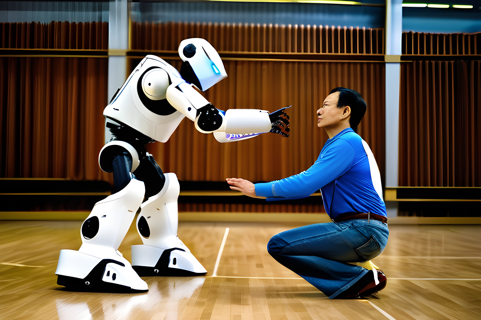 a tussle between robots and humans