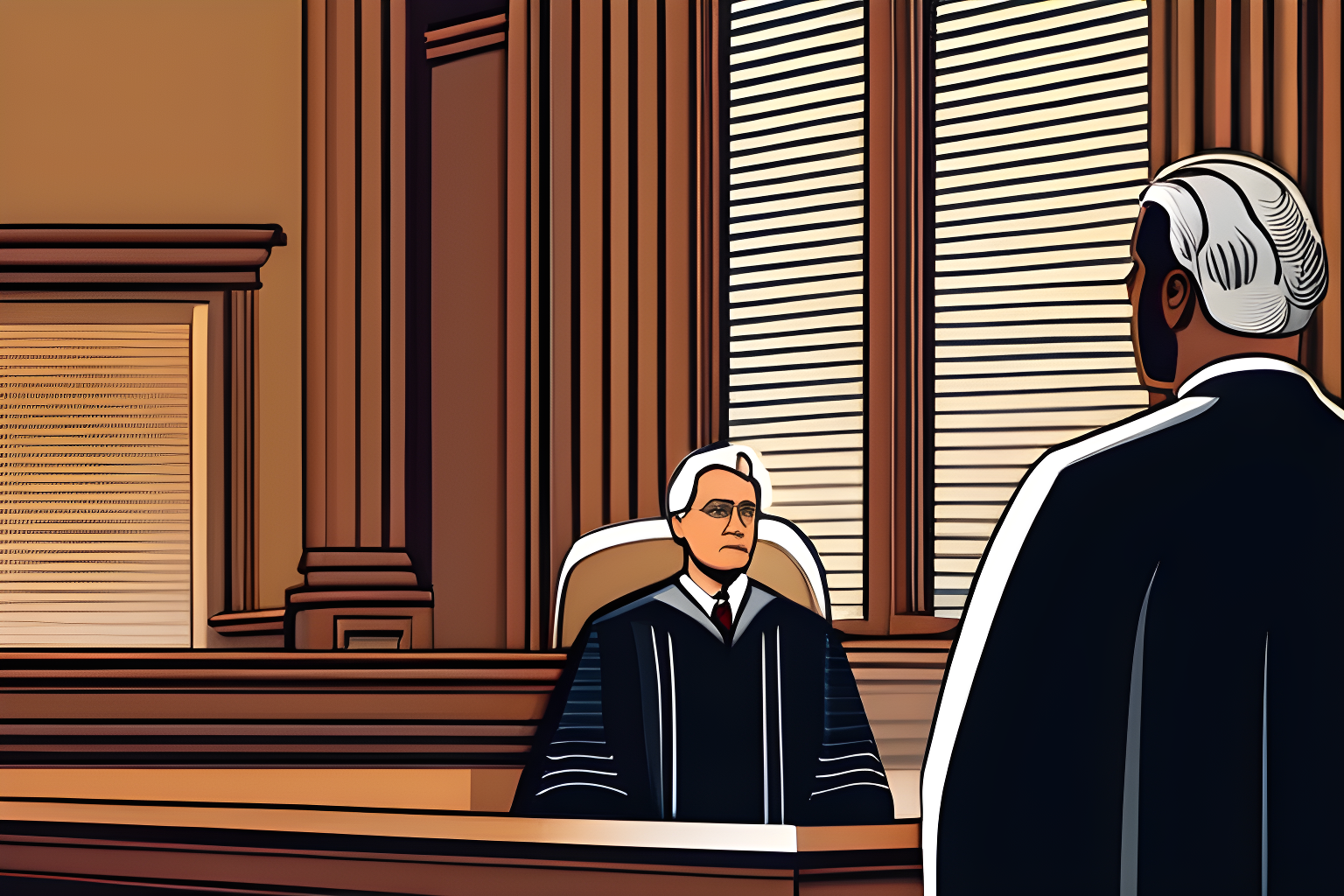 A US Judge Looking Down at an Accused while a trial is underway