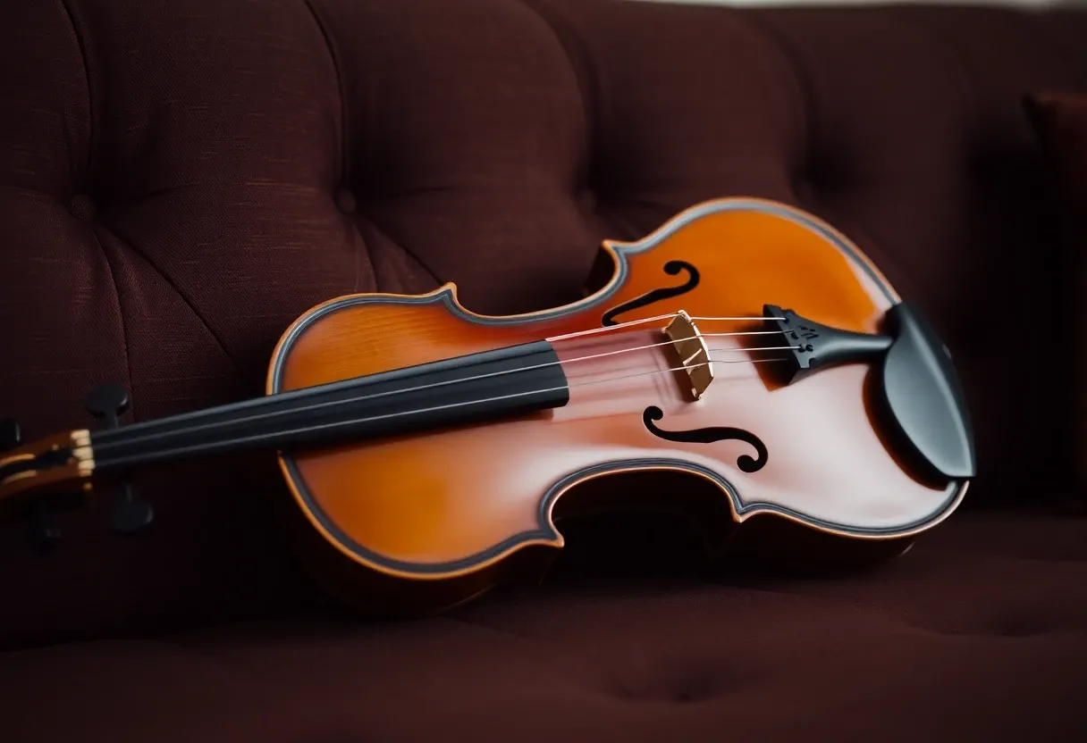 a violin on a couch