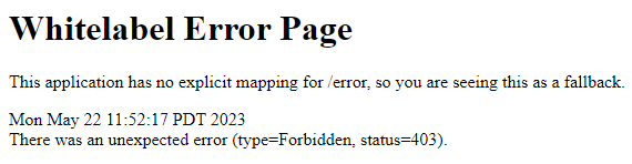 Error page that indicates that a "403 Forbidden" error has occurred.
