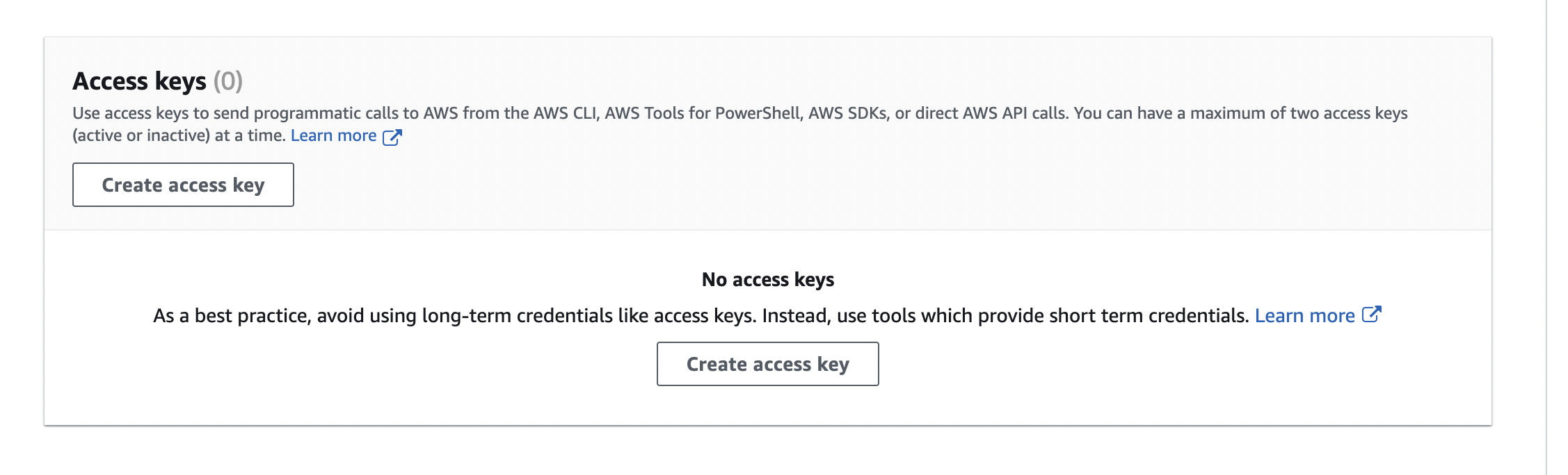 Create your Accees Key and Secret Key