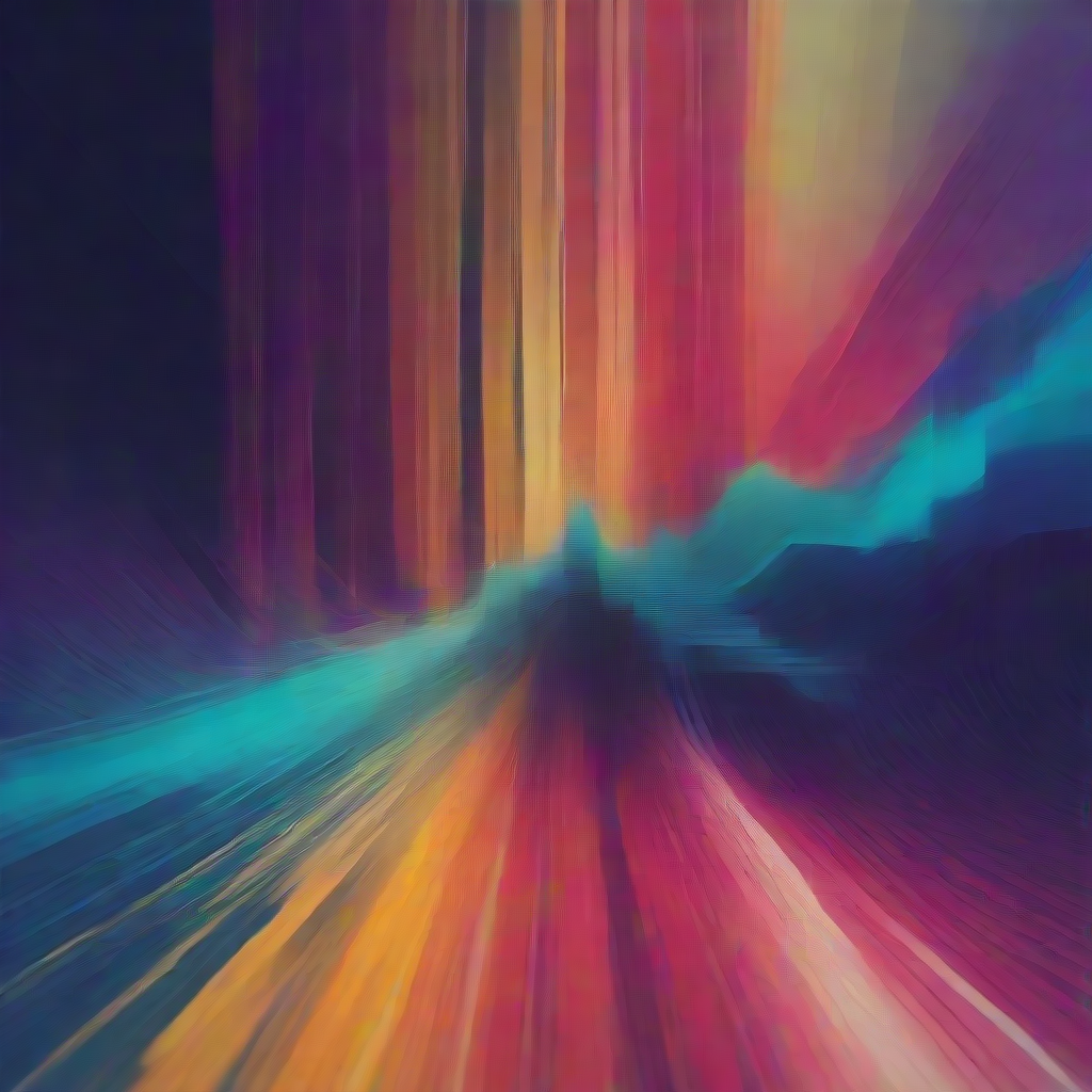abstract image of a soundwave that is blurry on the left and sharp on the right using colorful boxes as the main image element