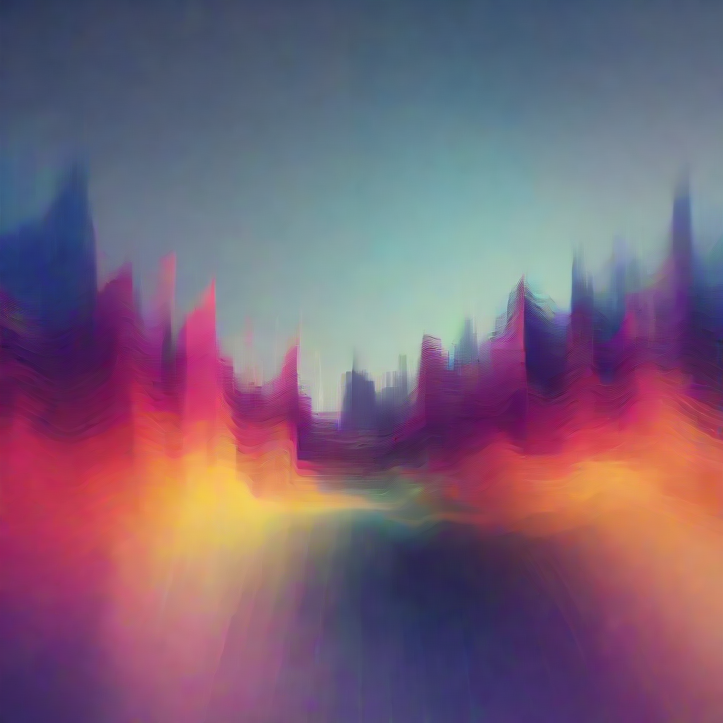 abstract image of a soundwave that is half blurry and half in focus using colorful boxes as the main image element