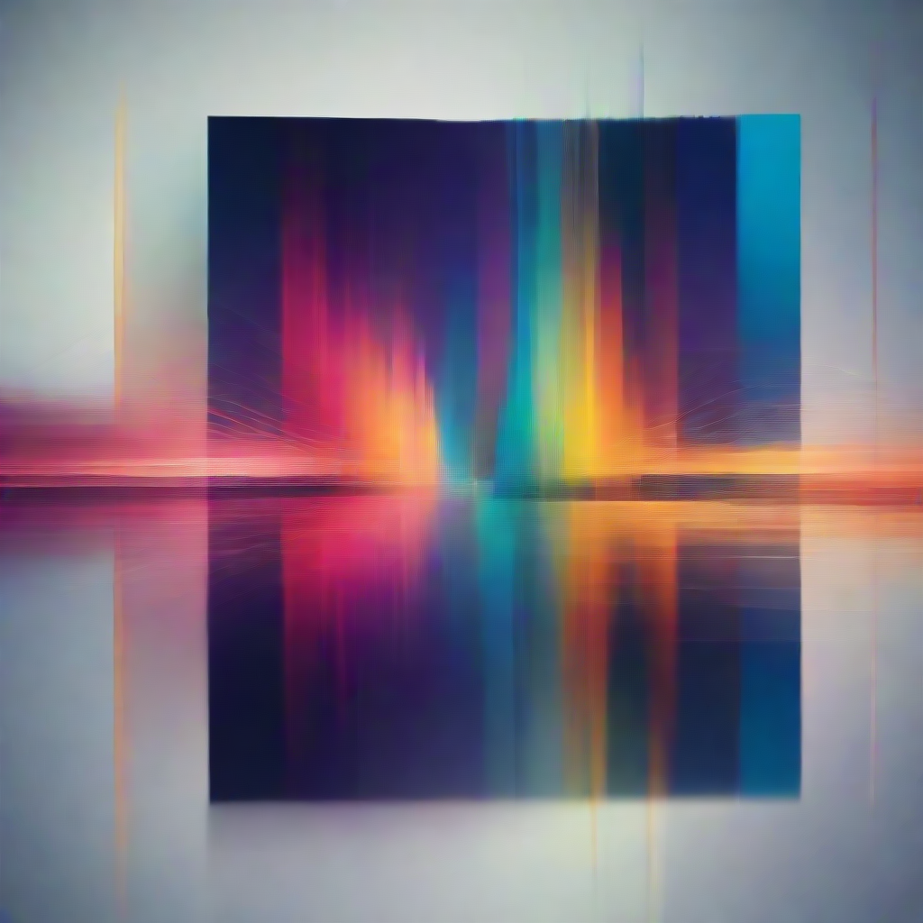 abstract image of a soundwave that is half blurry and half in focus using colorful boxes as the main image element