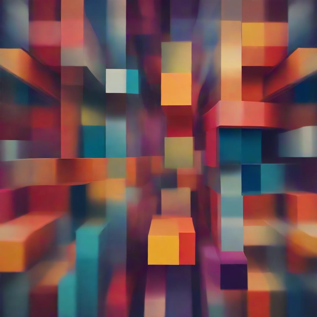 abstract image that is half blurry and half in focus using colorful boxes as the main image element
