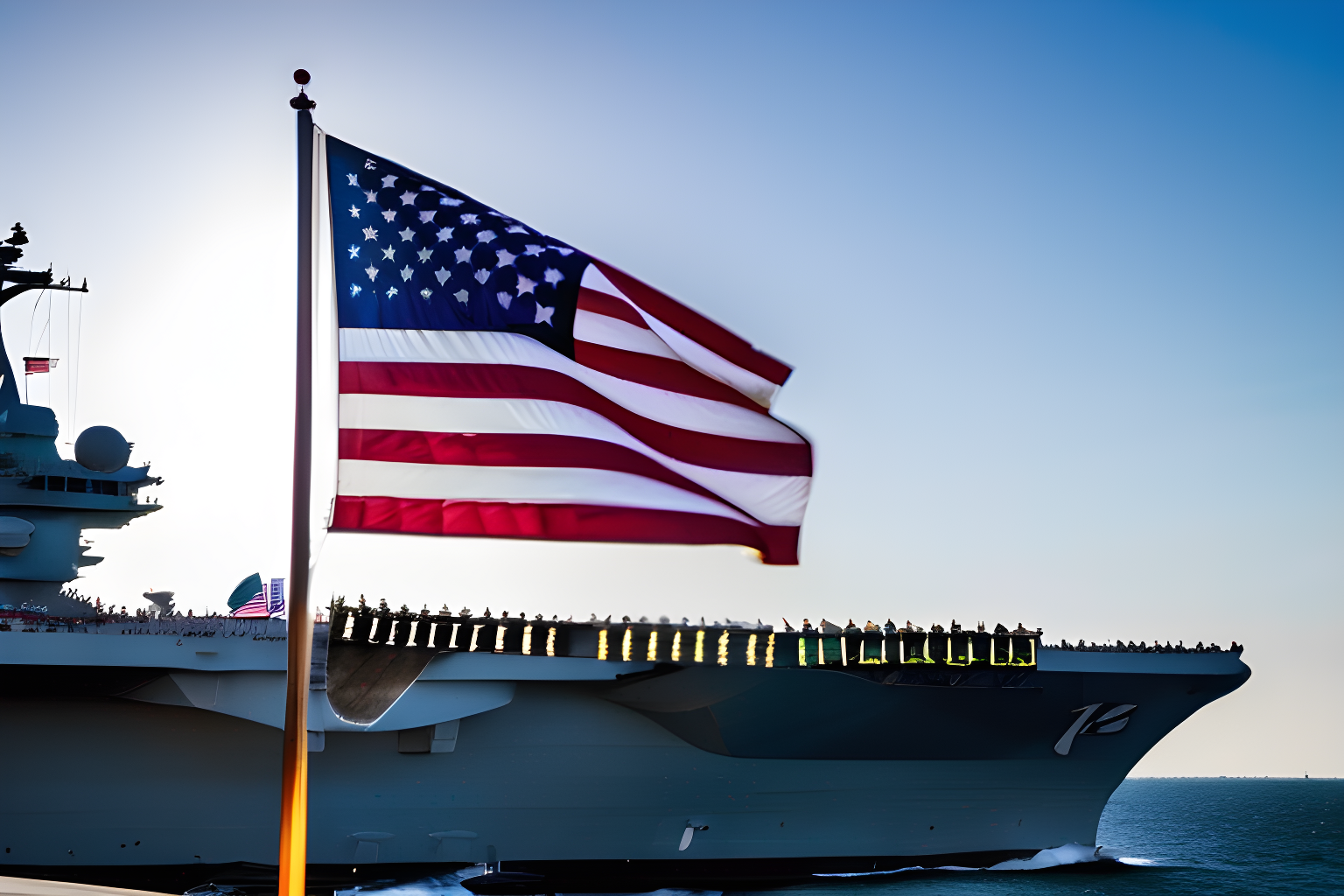 aircraft carrier with us flag