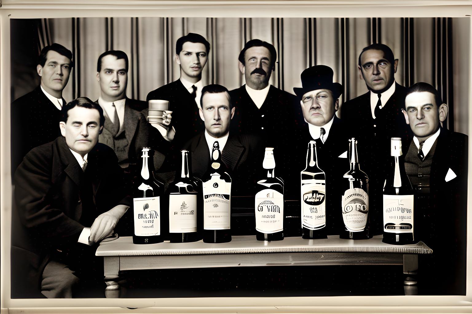 alcohol bootleggers in black and white photo