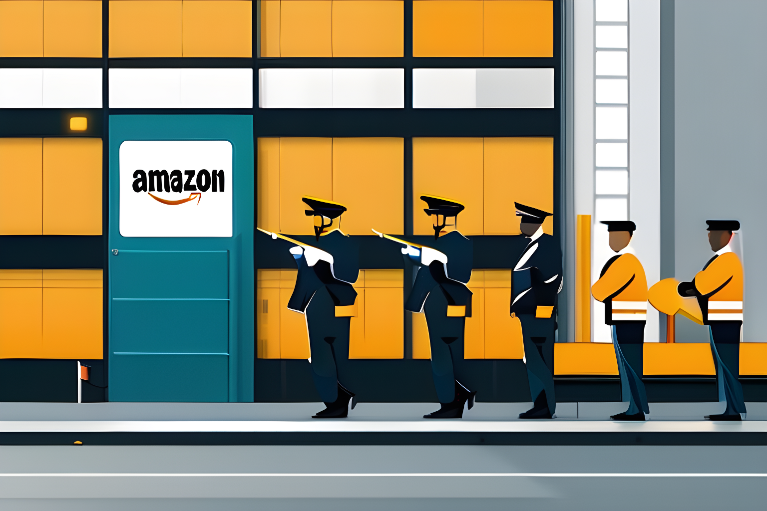 Amazon security guards holding a line