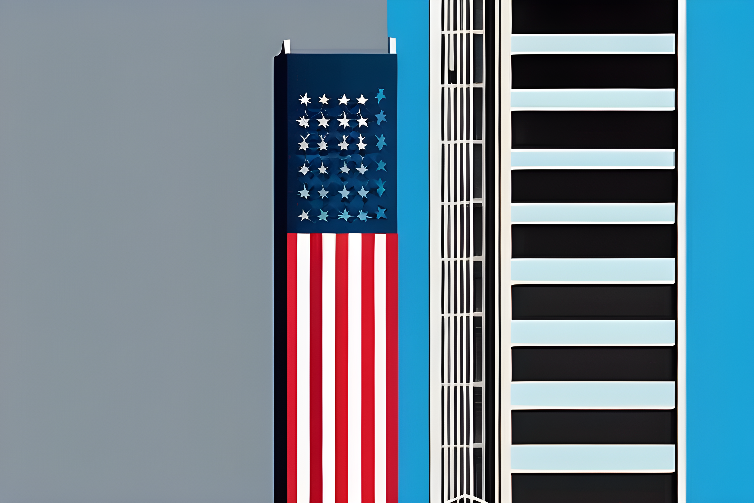 American flag on a sky scrapper