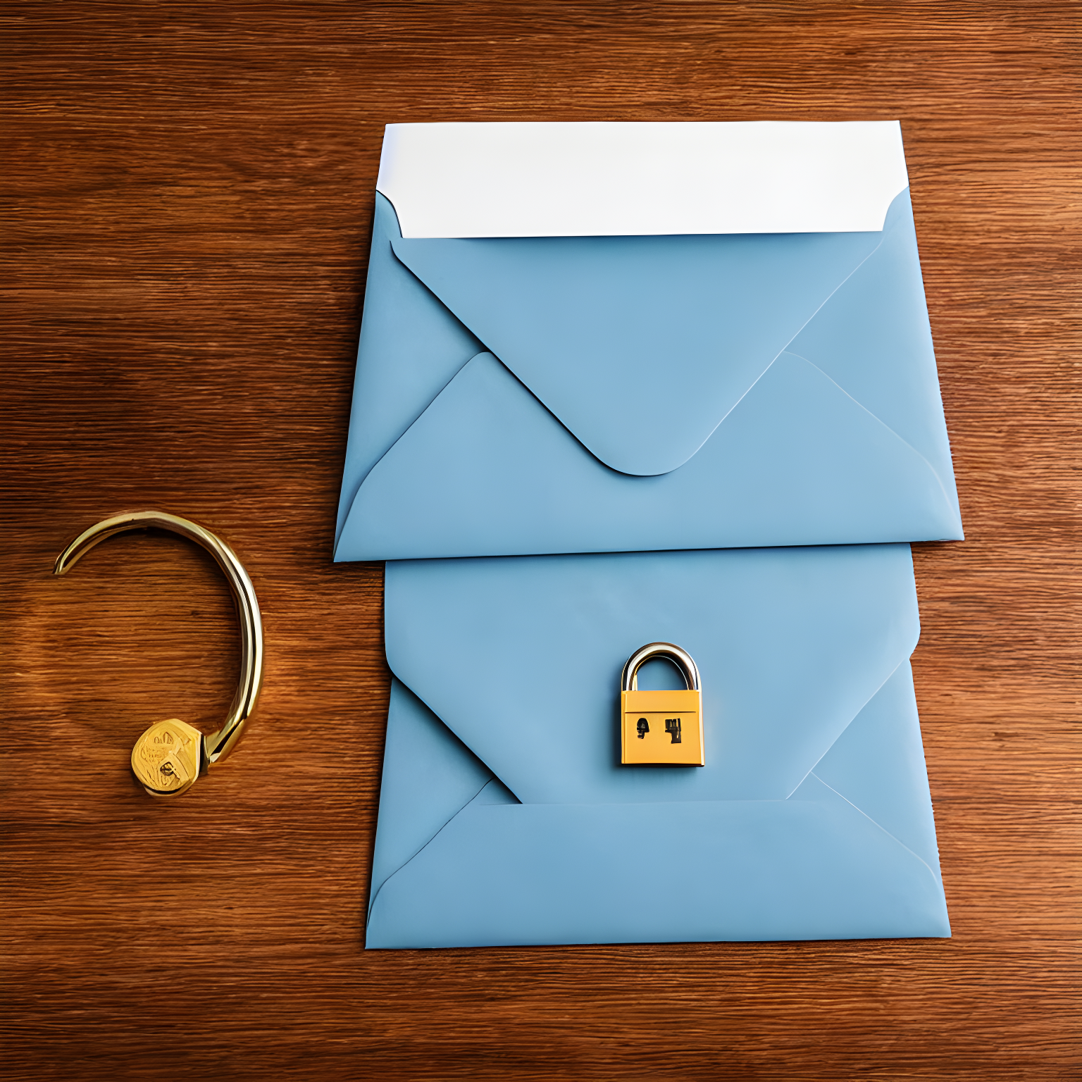 an envelope with a lock on top of it