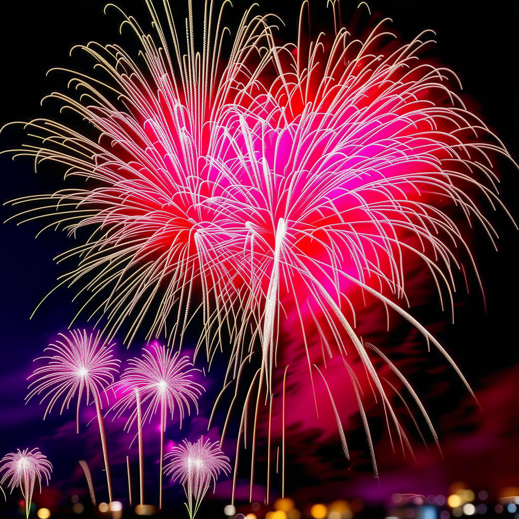 an explosion of fireworks and bright colors
