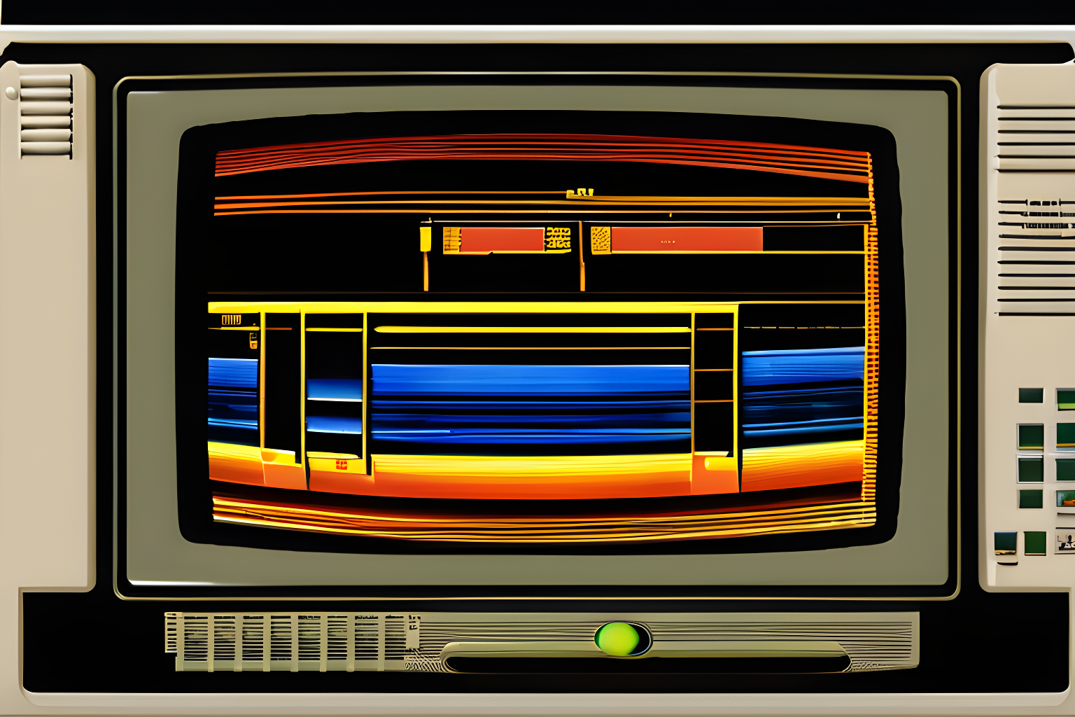 an old CRT monitor running a scrapper program