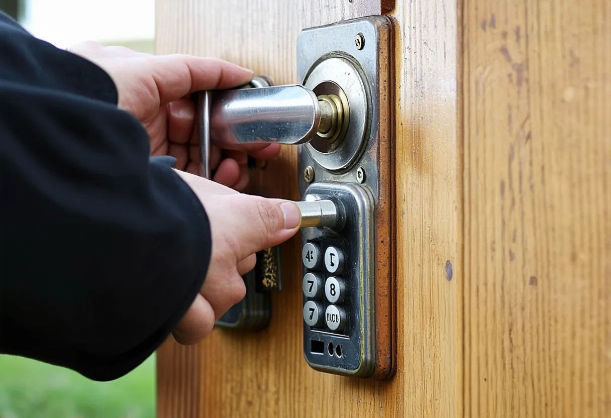 an old fashioned lockpad getting unlocked