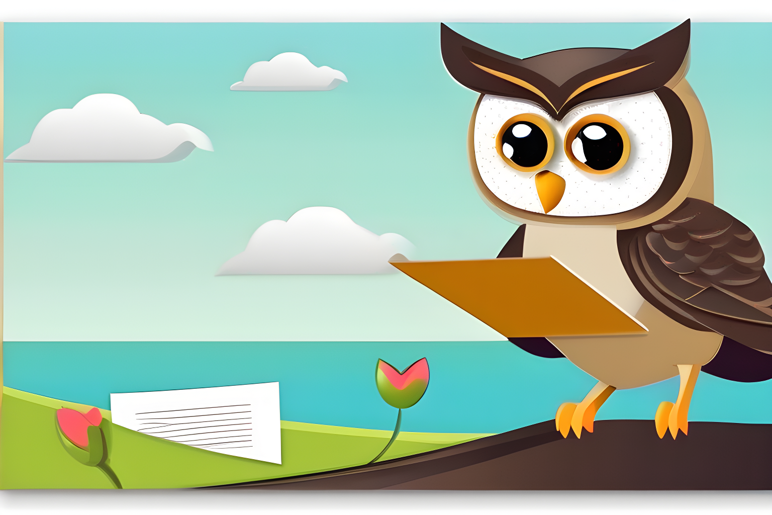an owl sending a letter