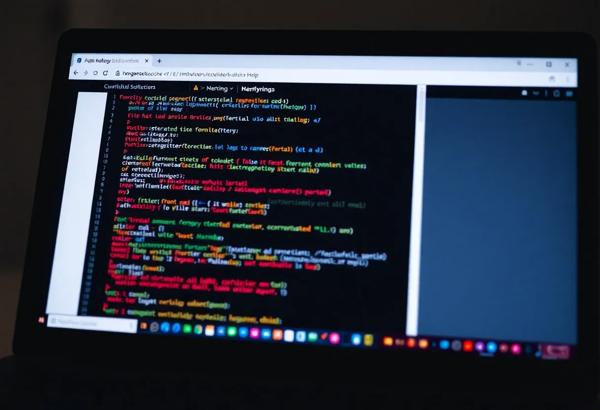 arbitrary webpage code displayed on a laptop screen