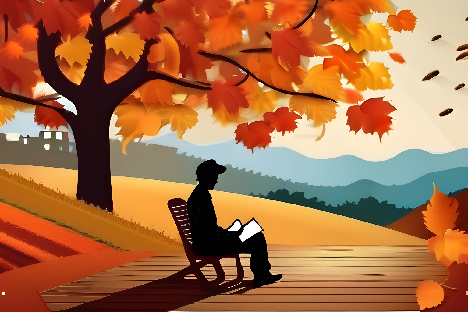 autumn background and a writer