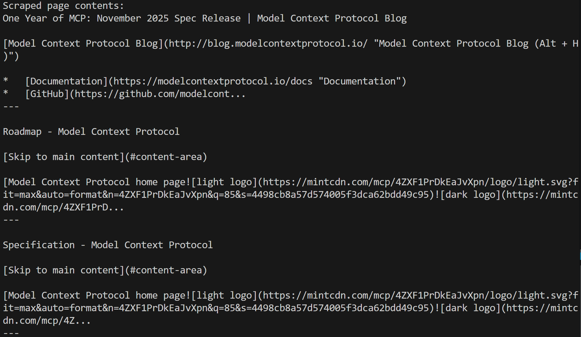 The Markdown version of the pages scraped by the Web Unlocker API