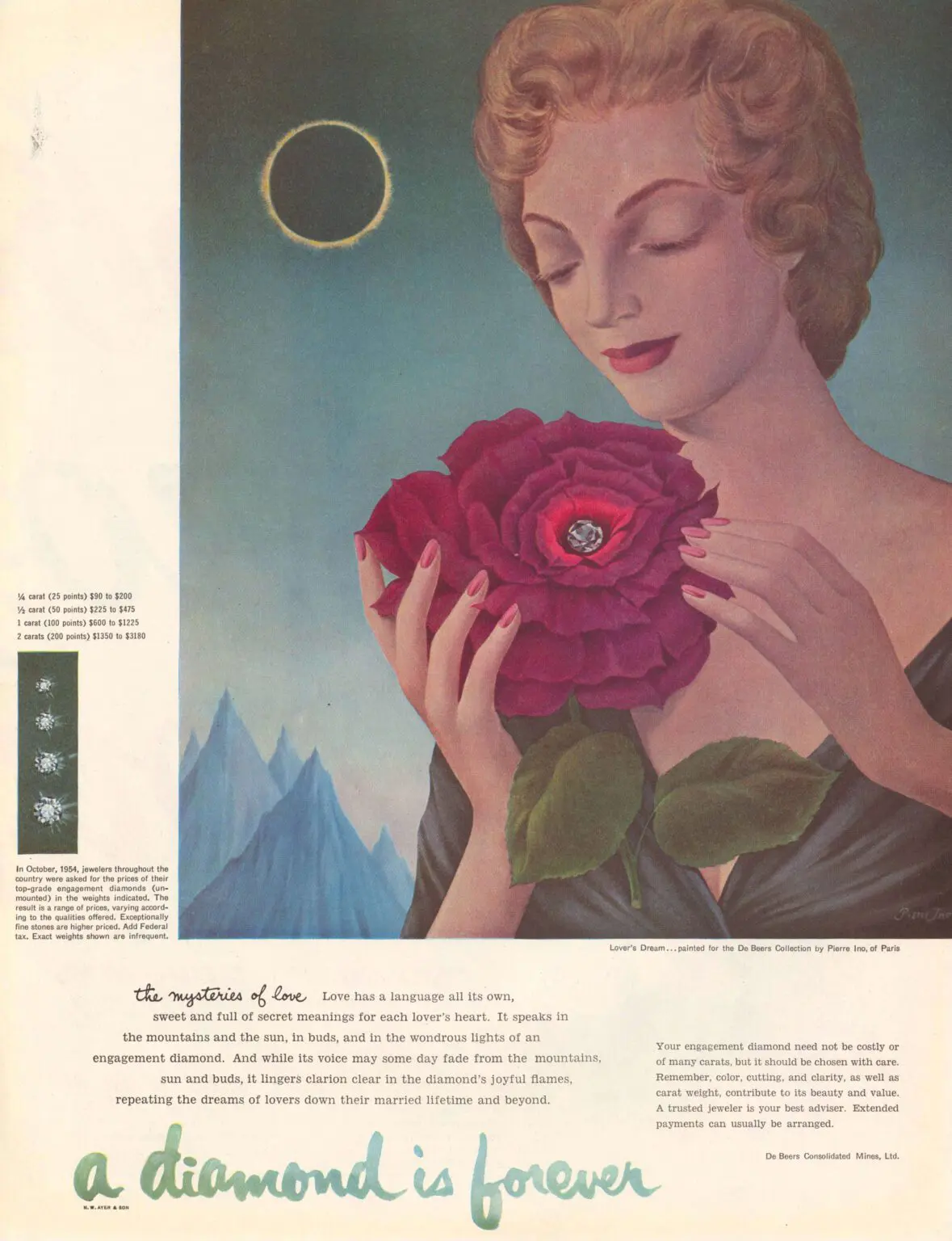 De Beers A Diamond Is Forever vintage advertisement