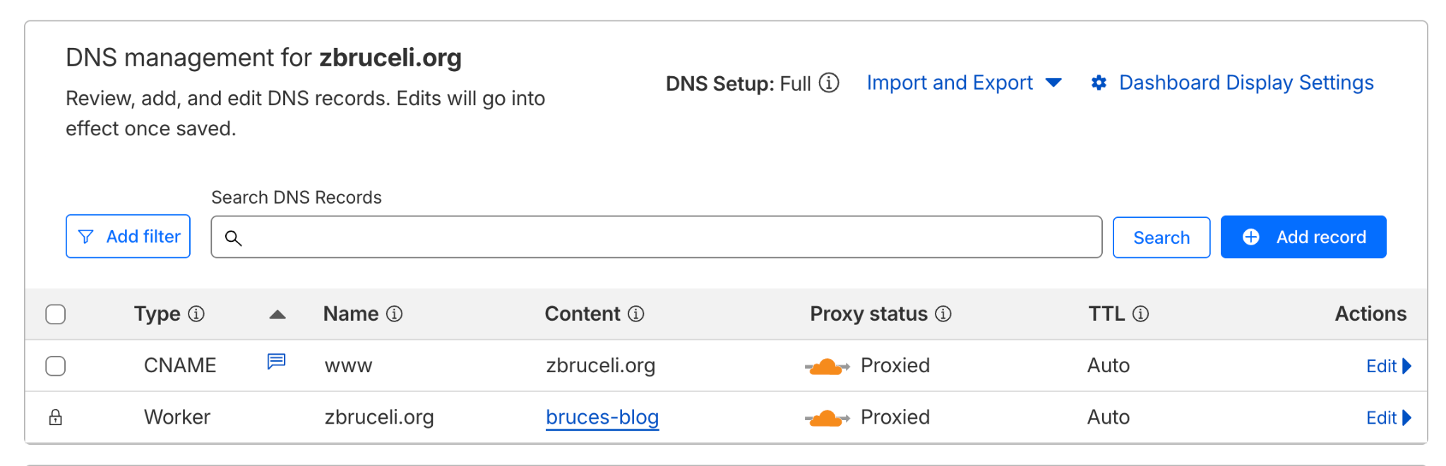 Add www redirect CNAME record