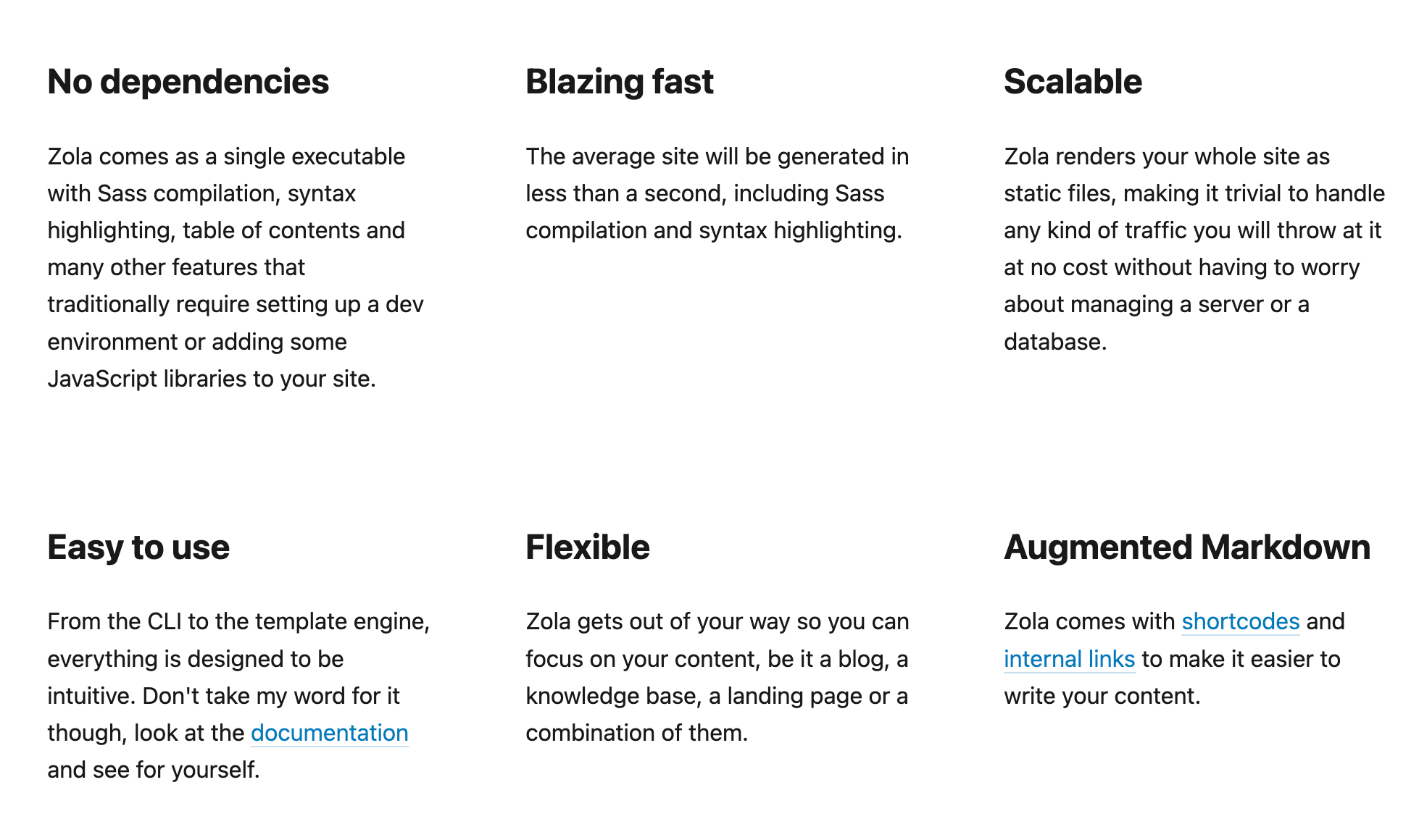 Zola web building tool