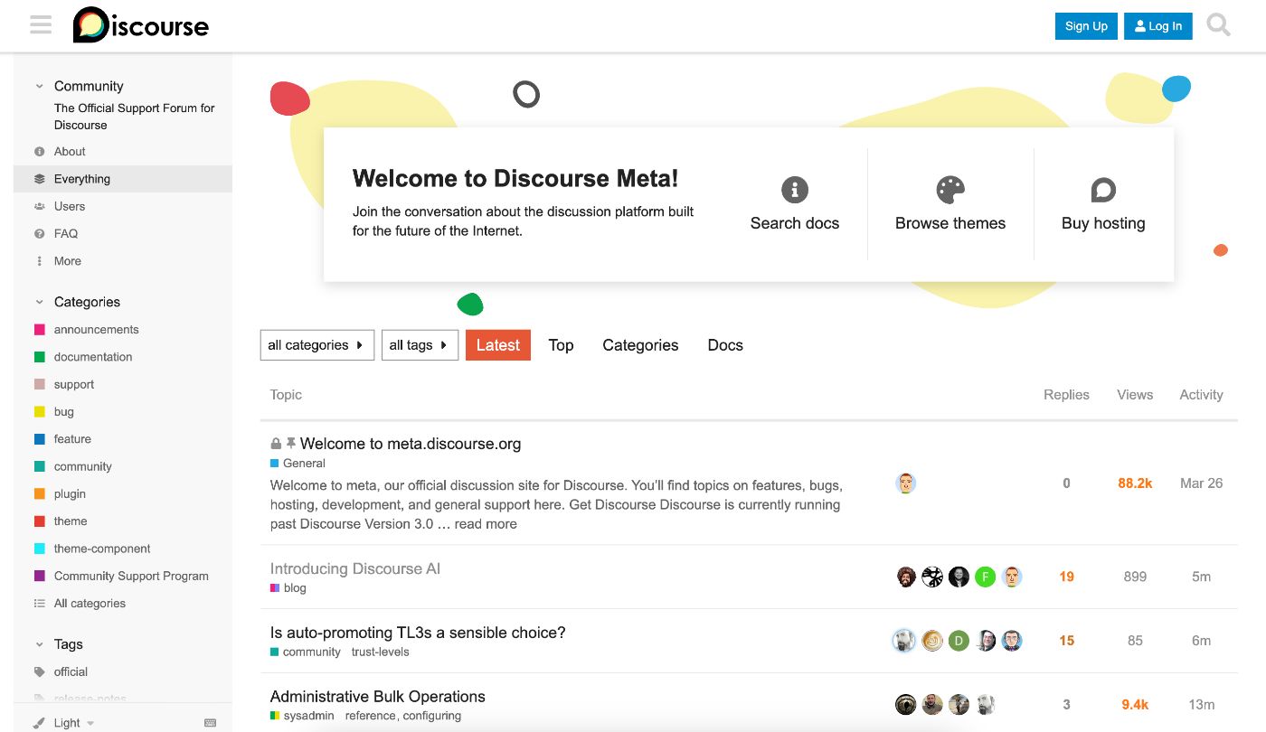 Example community forum by Discourse software