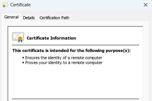 Valid certificate message