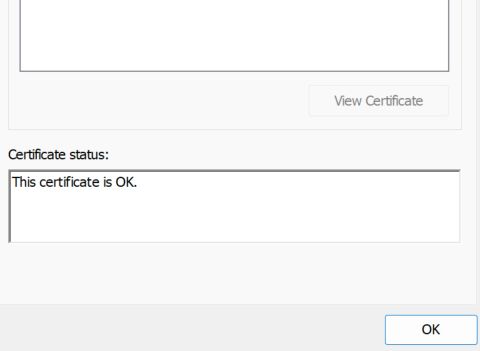 Certificate is OK under the certification path