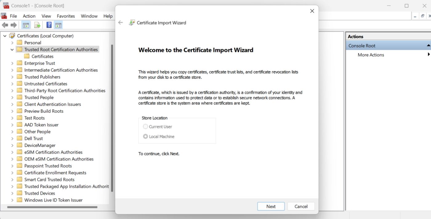 Certificate Import Wizard