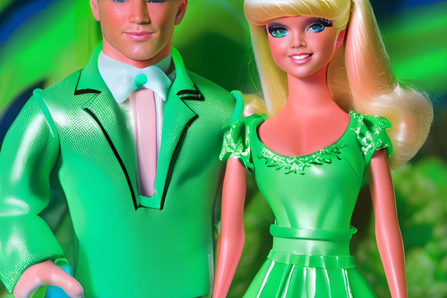 barbie and ken wearing green