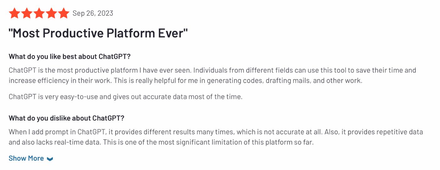 Review of the ChatGPT App as a Potential Source of Training Data