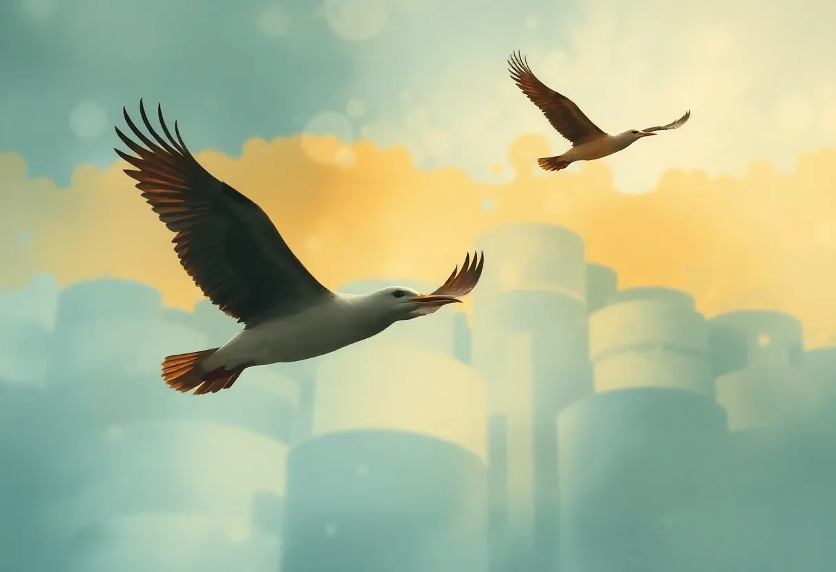 birds migrating abstract