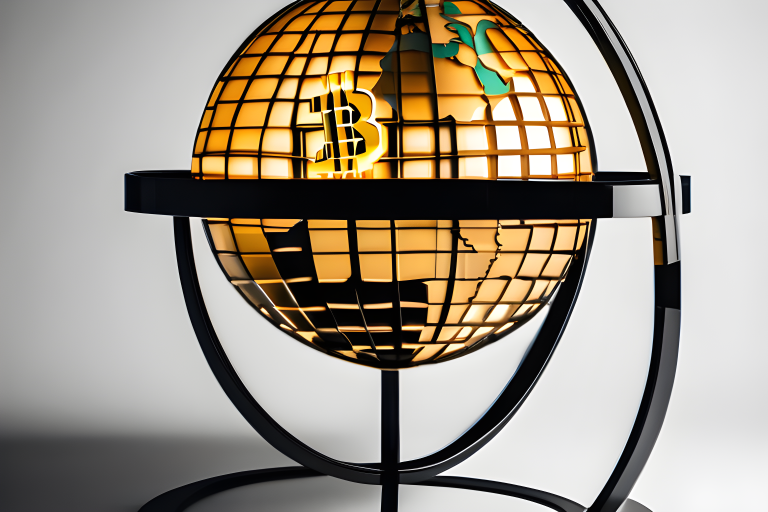 bitcoin logo in a slow globe