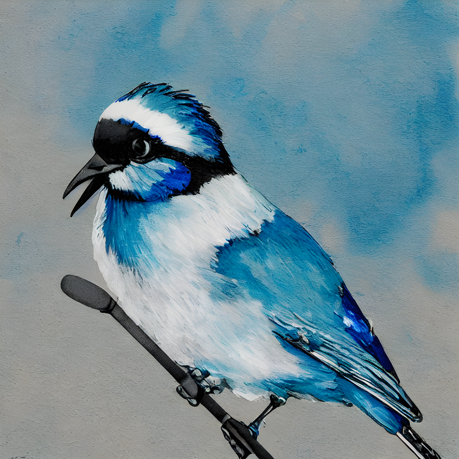 blue bird with a microphone