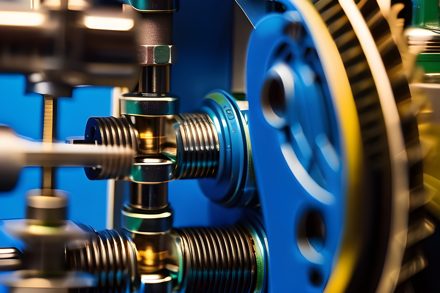 blue cogs inside a machine