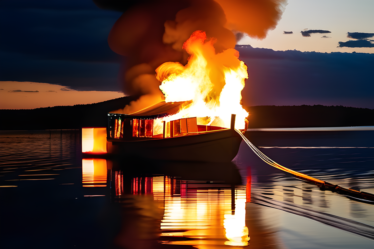 boat on fire