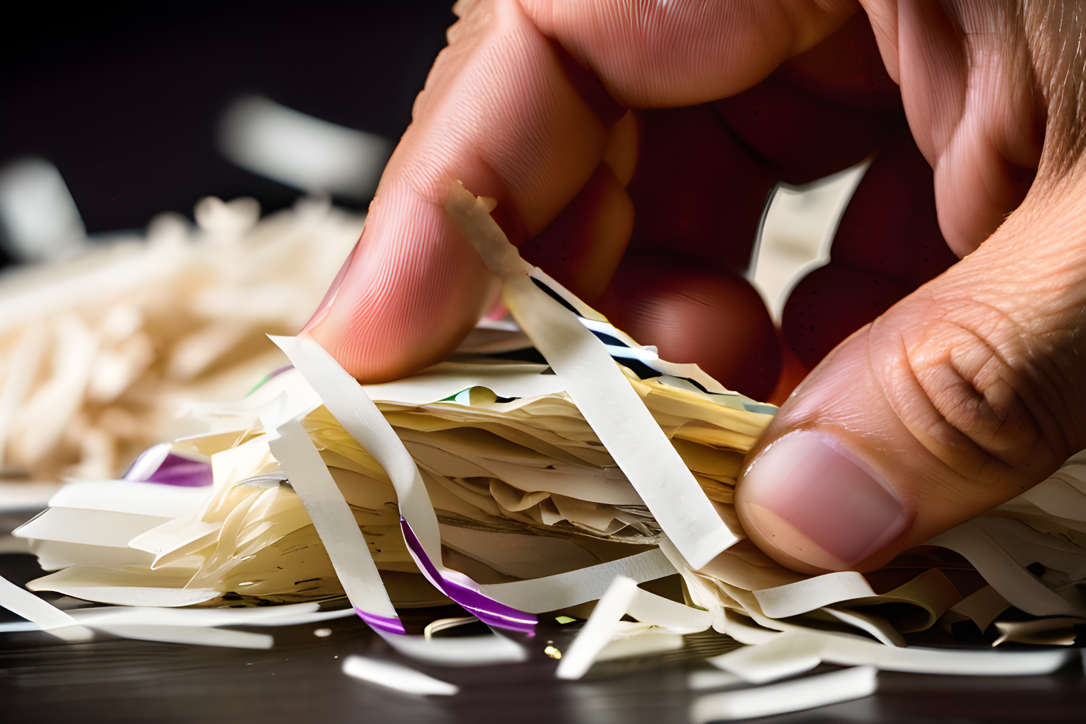 breahtaking photograph of two halves of a shredded legal document