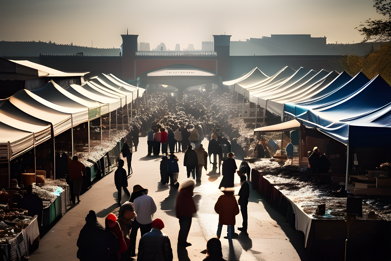 Breathtaking photograph of a busy flea market.