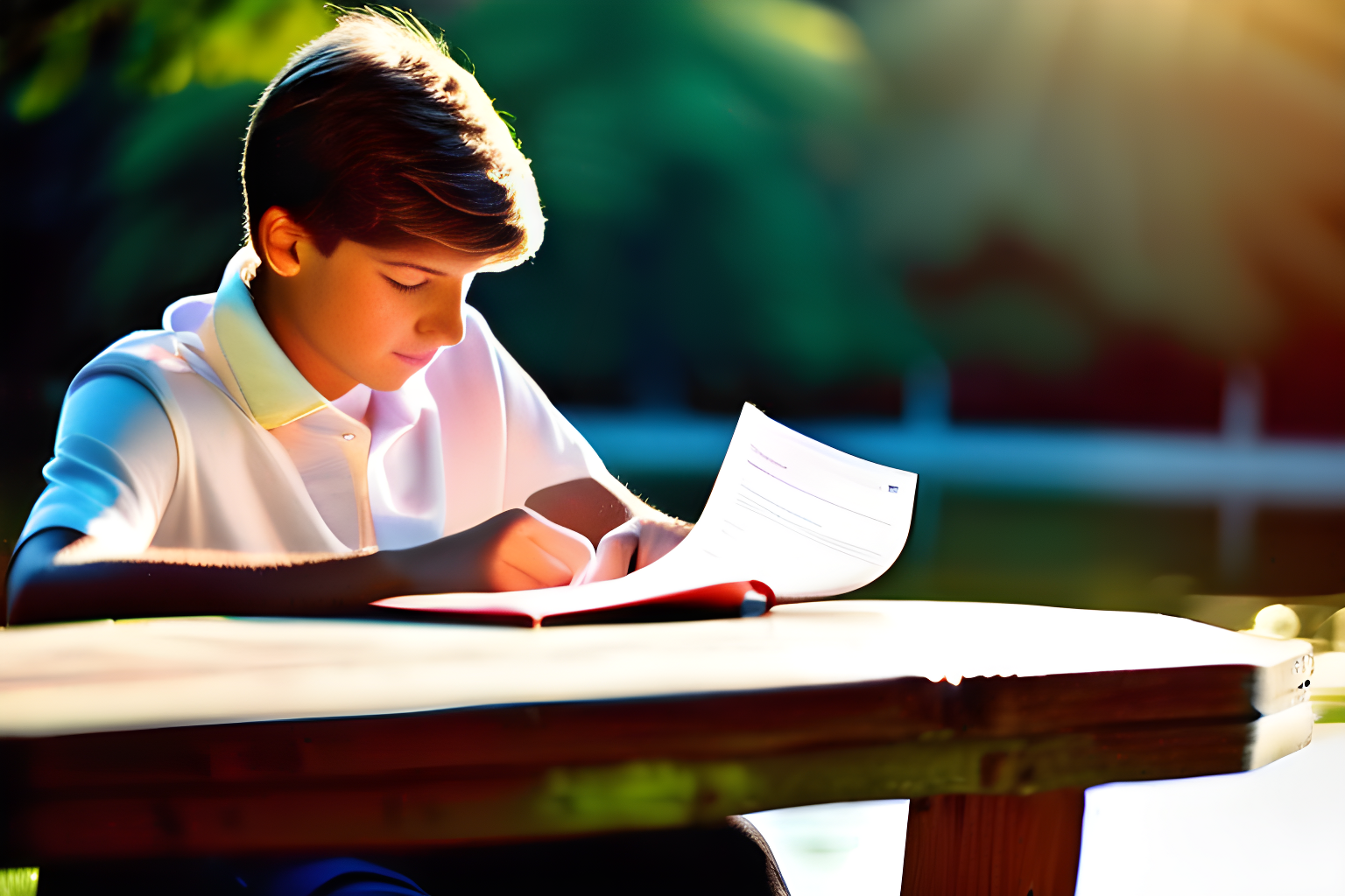 Breathtaking photograph of a teenage boy filling a form