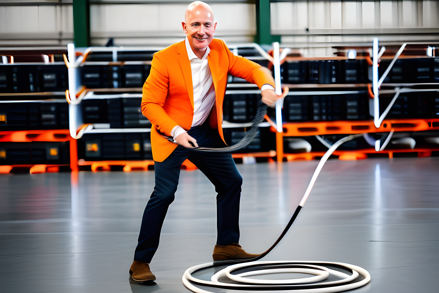 breathtaking photograph of Jeff Bezos cracking a whip.