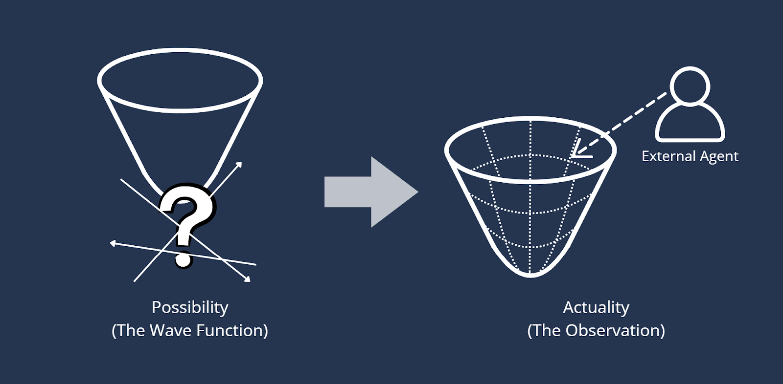 Figure 3: External Coordinate. The System provides the Possibility (The Wave Function), but The External Agent provides the Actuality (The Observation).