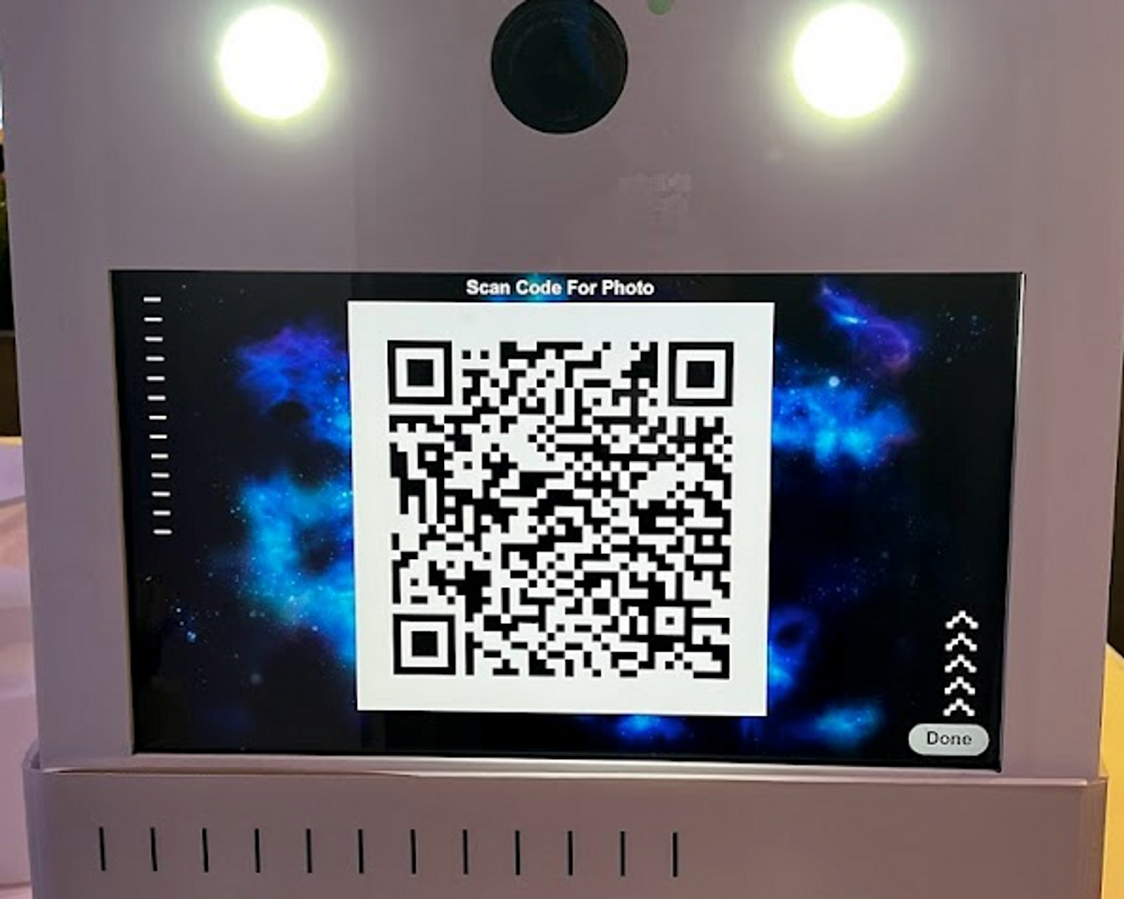 A QR code containing CID of a selfie
