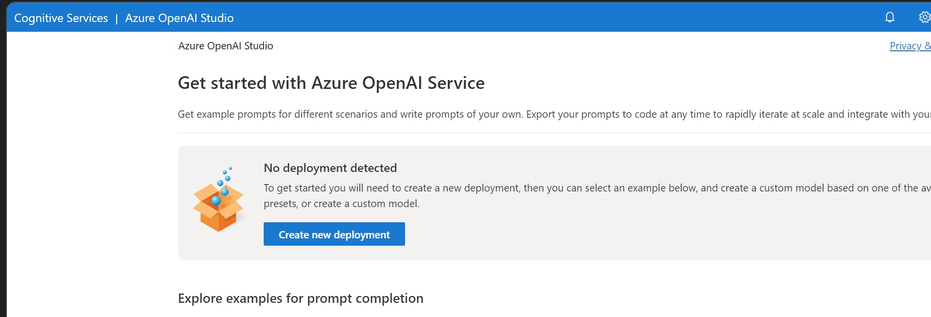 OpenAI on Azure Studio