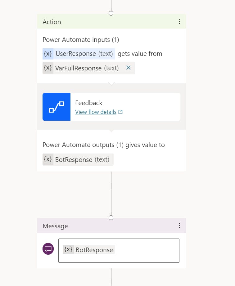 Create a new Power Automate Flow with input and output and later a message to display the output