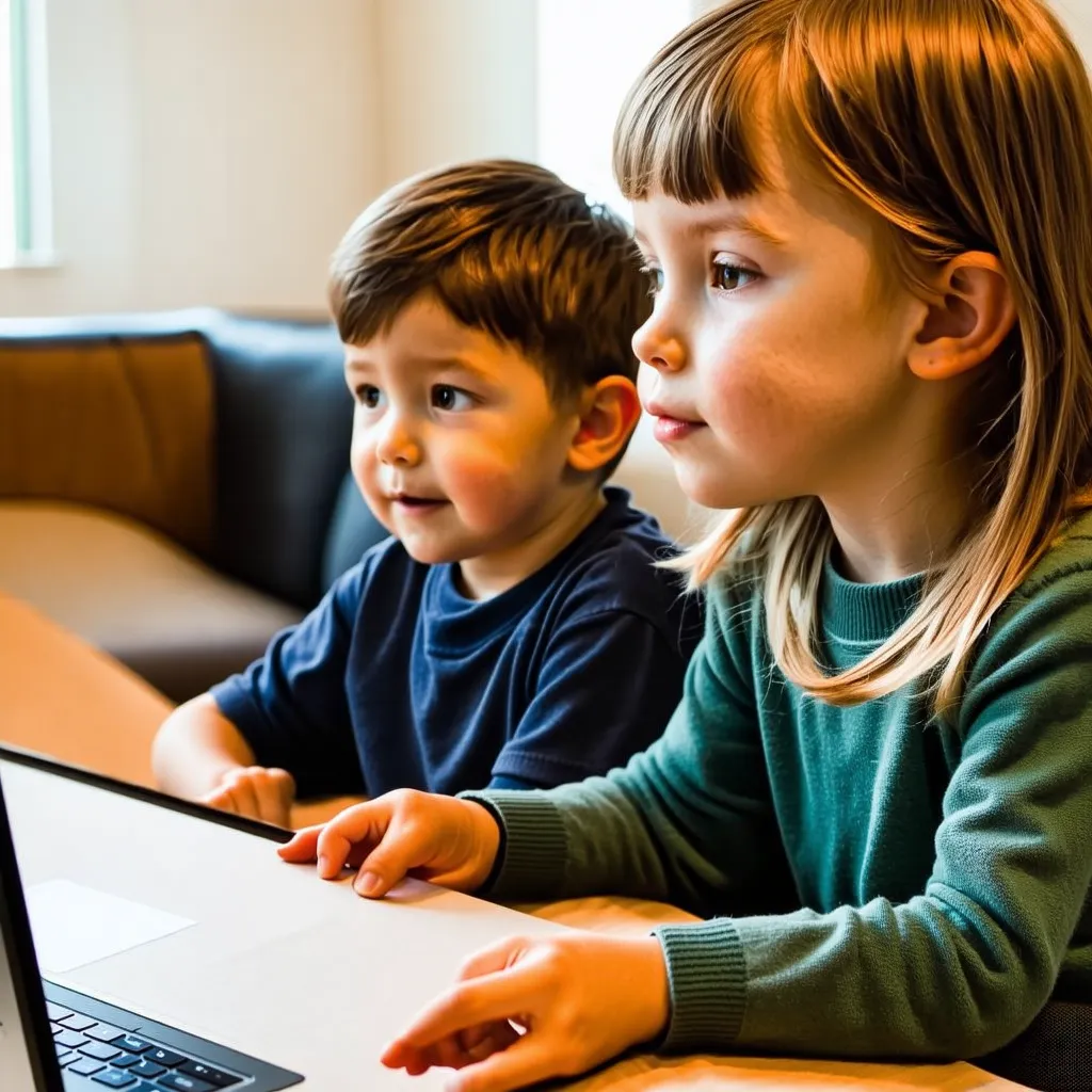 children watching a youtube video