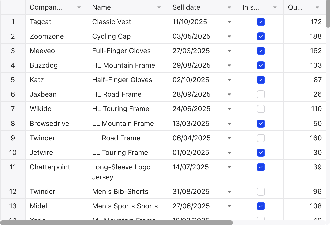 Handsometable demo screenshot
