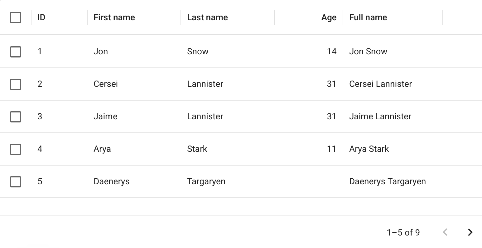 MUI X Data Grid demo screenshot