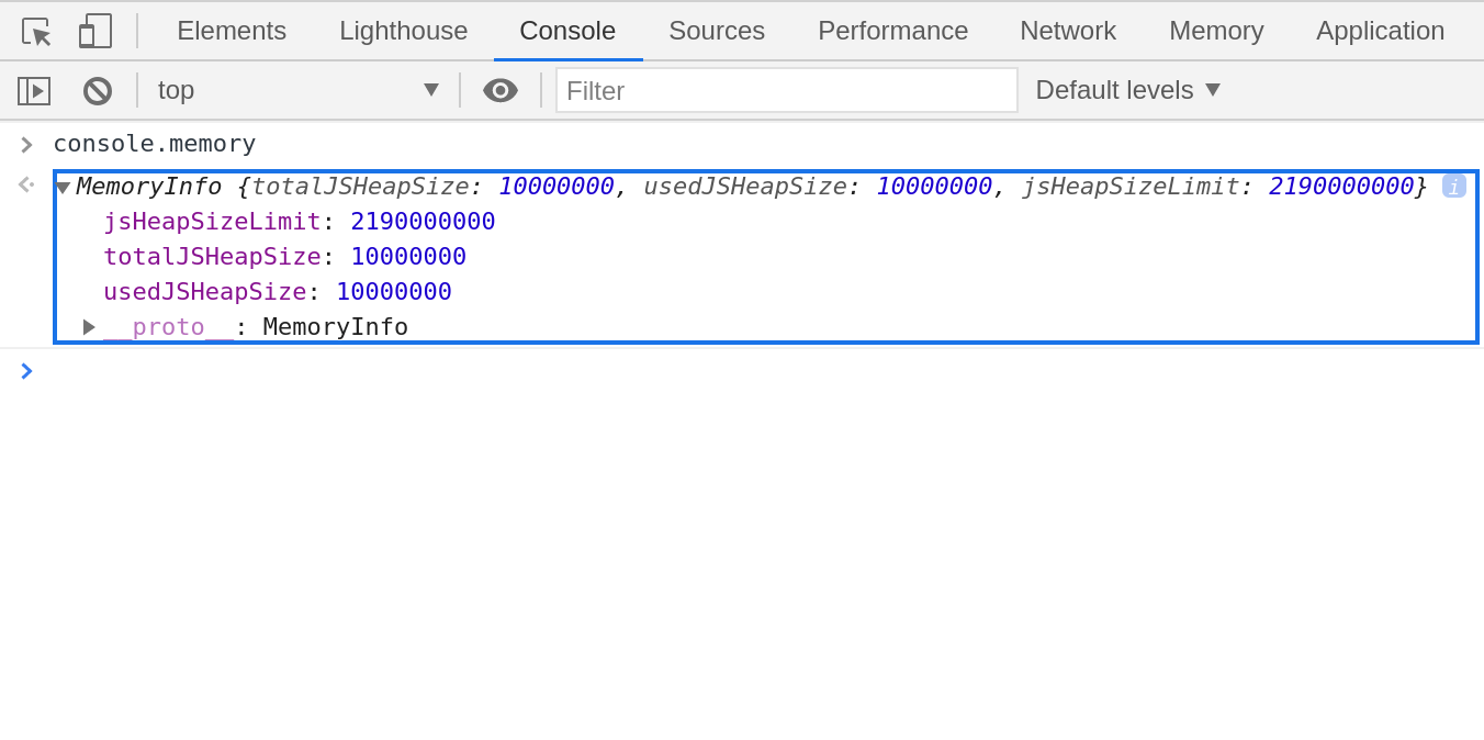 console.memory