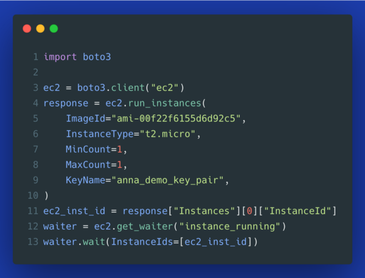 Boto3: using waiter to poll a new EC2 instance for a running state